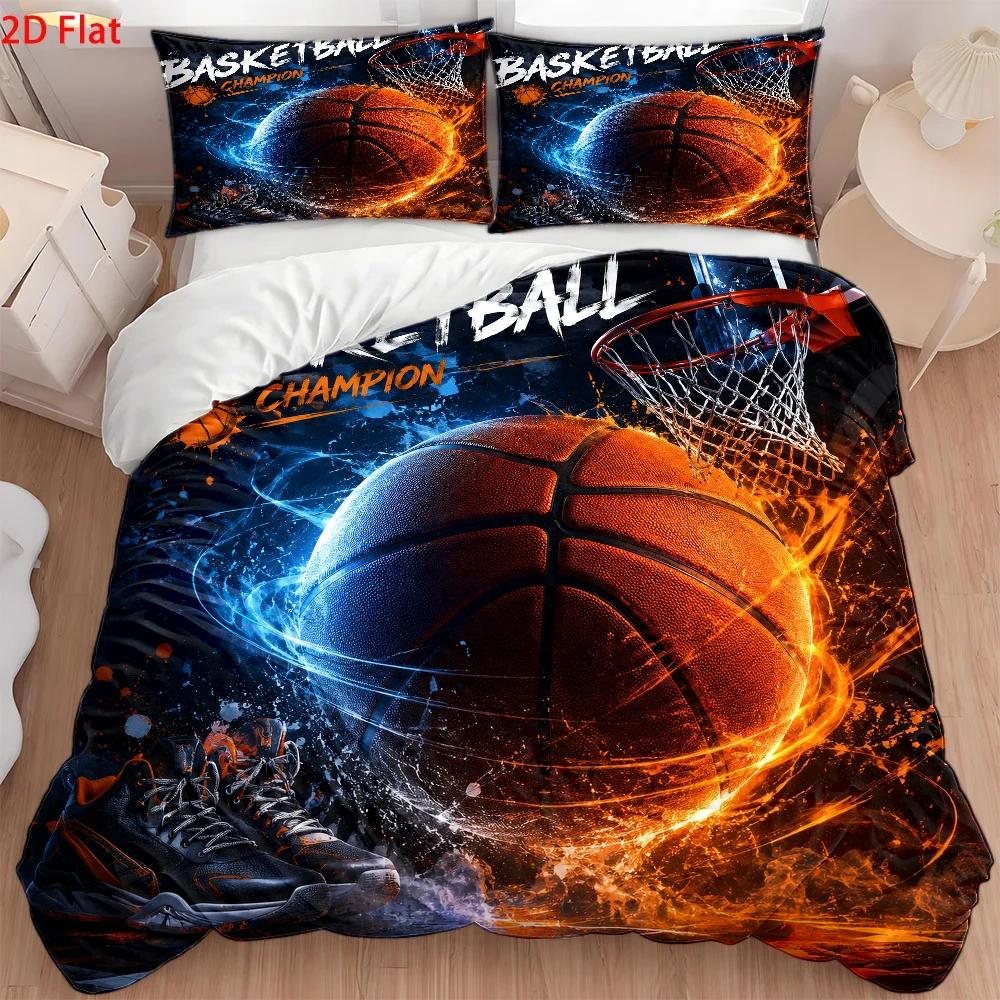 Home Decor Minimalist Style - 3 Parça Basketbol Temalı Baskılı Nevresim