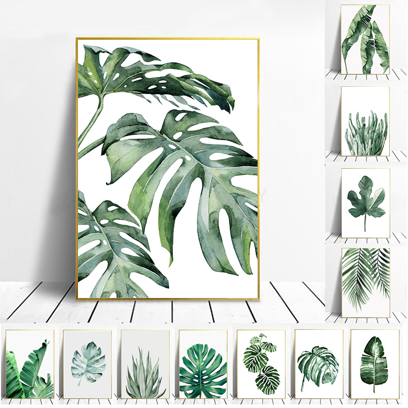 Home Decor Mirror - İskandinav Tarzı Bitki Posteri Yeşil Yapraklar