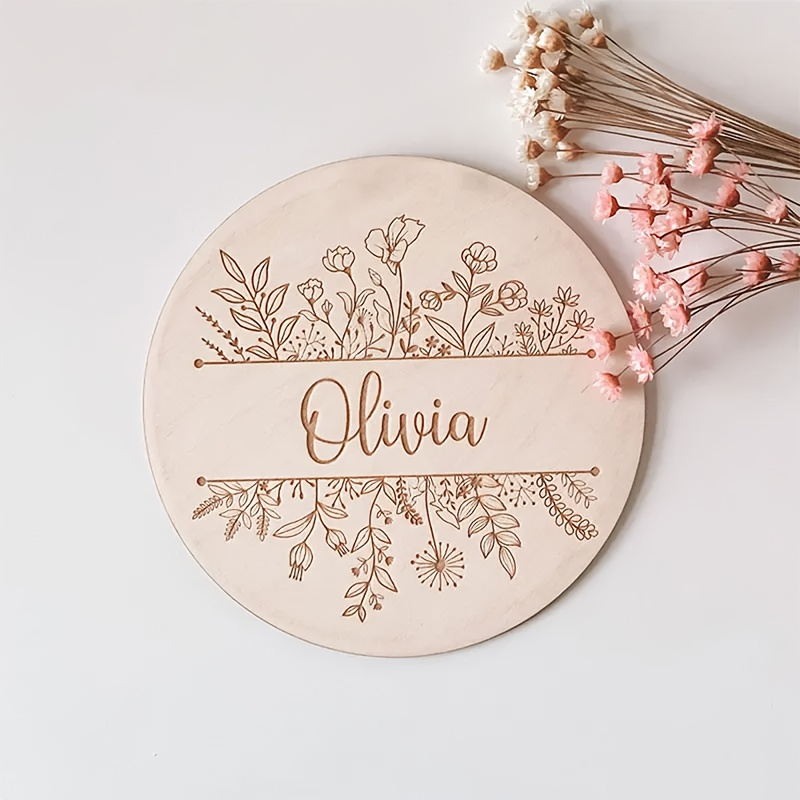 Home Decor Ideas - Kişiye Özel Çiçek Desenli İsim Plaketi,