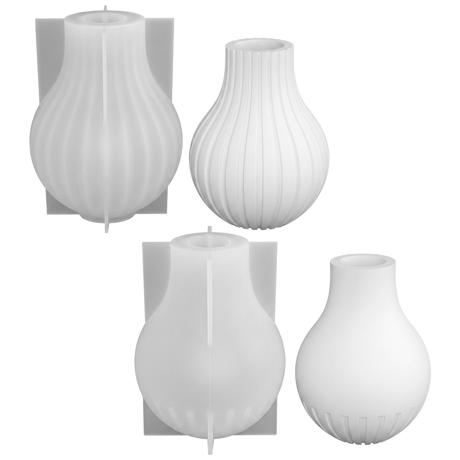 Home Decor Minimalist Style - Silikon Vazo Kalıbı Çizgili Tasarım Modern