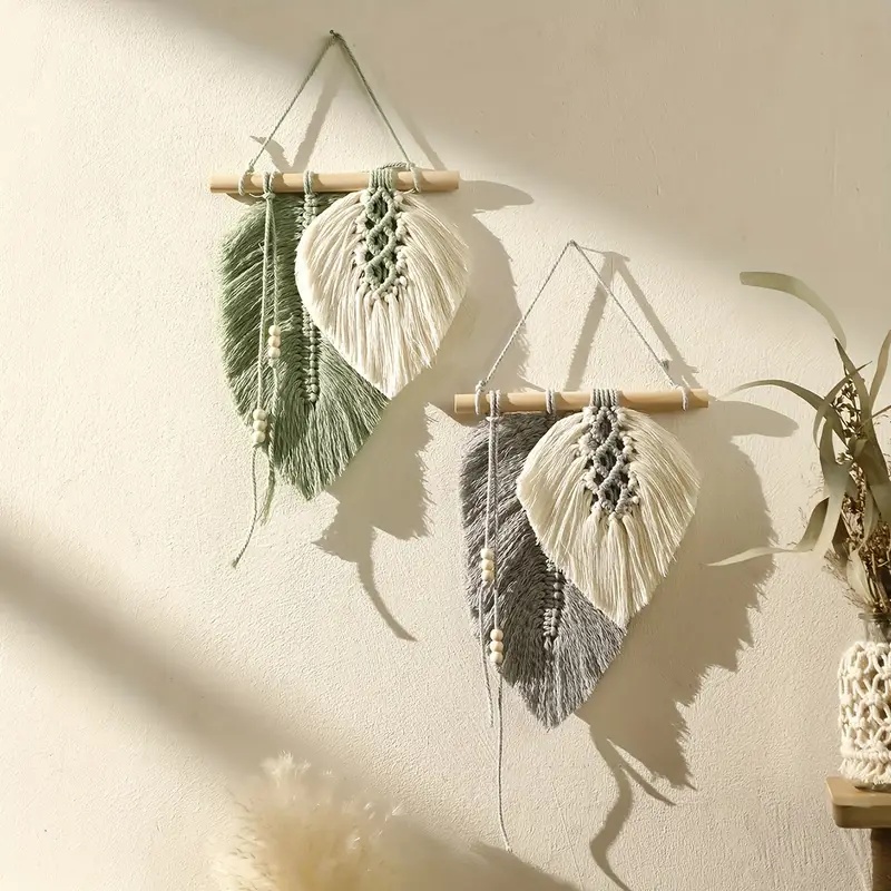 Macrame Wall Hanging - El yapımı Makrome Yaprak Duvar Asılı,