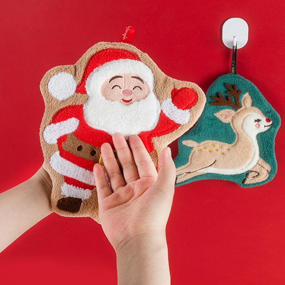 Home Decor Xmas Tree - Noel Şekilli Asılı El Havluları, Mercan