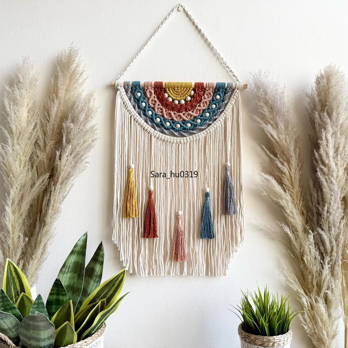 Macrame Wall Hanging - Boho Renkli Makrome Duvar Asılı El