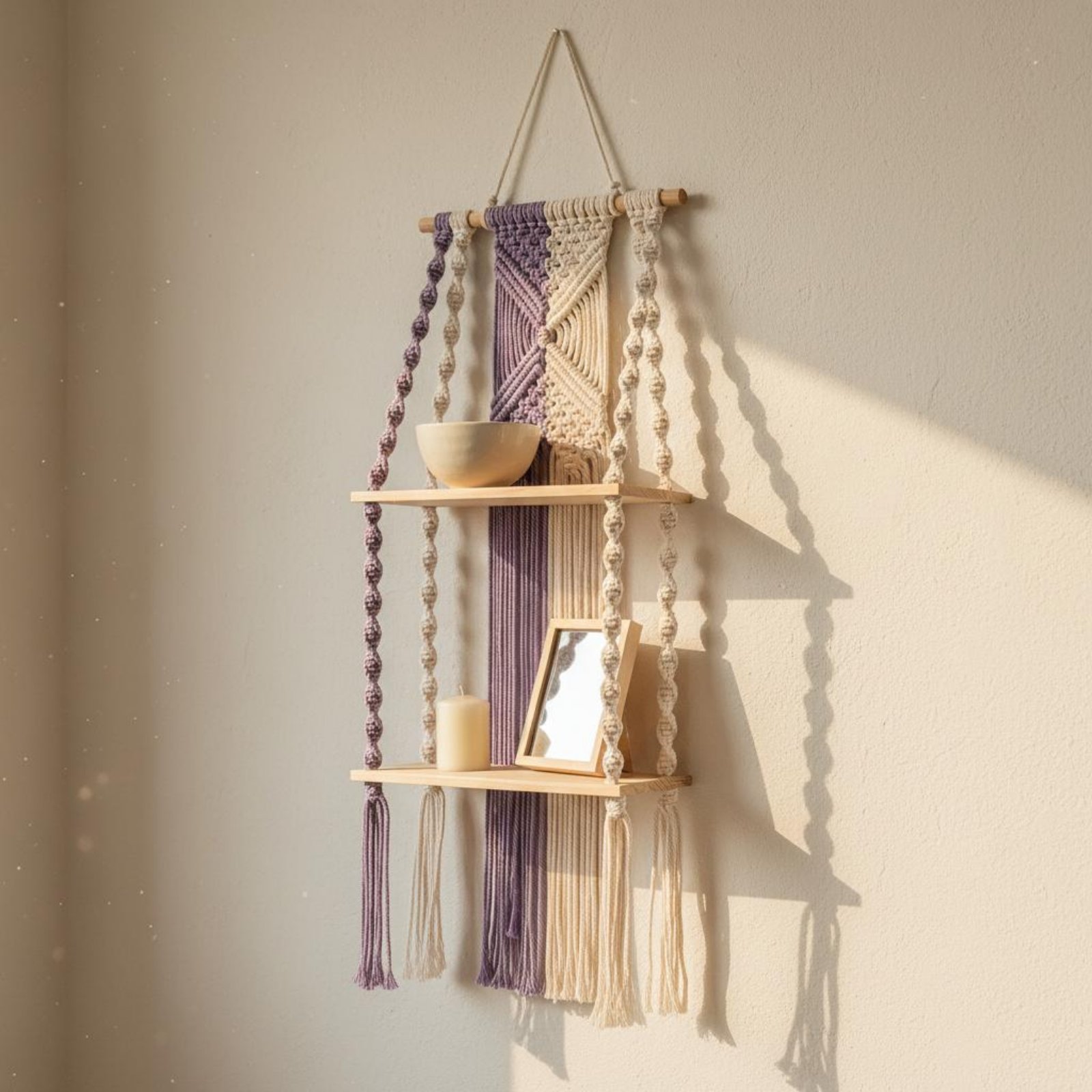 Macrame Wall Hanging - Boho Duvar Asma Rafı El Yapımı