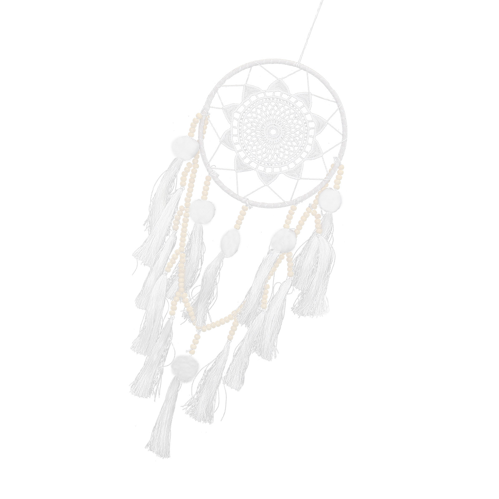 Macrame Wall Hanging - Büyük Beyaz Rüya Yakalayıcısı Bohem Duvar