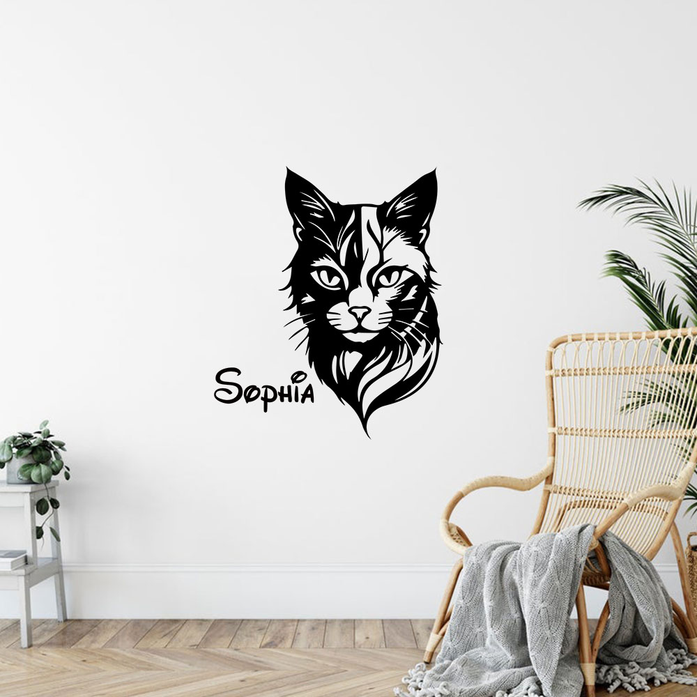 Home Decor Wallpaper - 1 adet sevimli kedi kişiselleştirilmiş isim