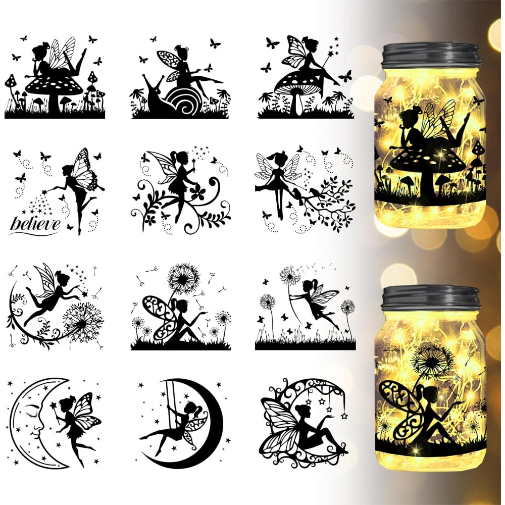 Home Decor Wallpaper - Elf Siluet Kavanoz Kesikler Kağıt Pencere