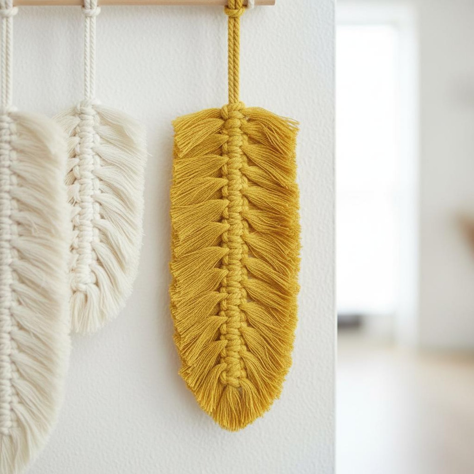 Macrame Wall Hanging - Makrome Tüy Duvar Süsü El Yapımı