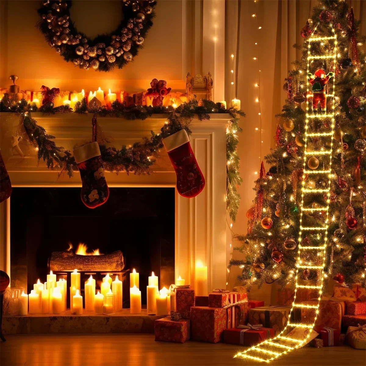 Noel baba ev için LED merdiven - Home Decor Xmas Tree incelemesi ve fiyatı