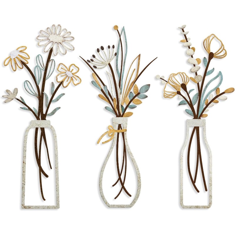 3 adet Metal Çiçekler Duvar De - Home Decor Minimalist Style incelemesi ve fiyatı