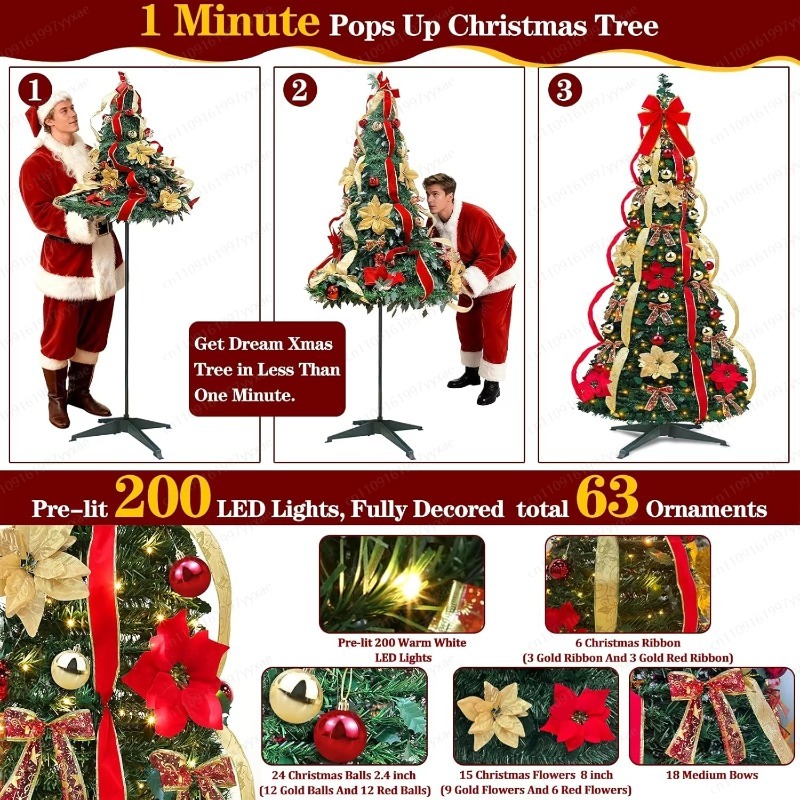 180CM Önceden Aydınlatmalı Kat - Home Decor Xmas Tree incelemesi ve fiyatı